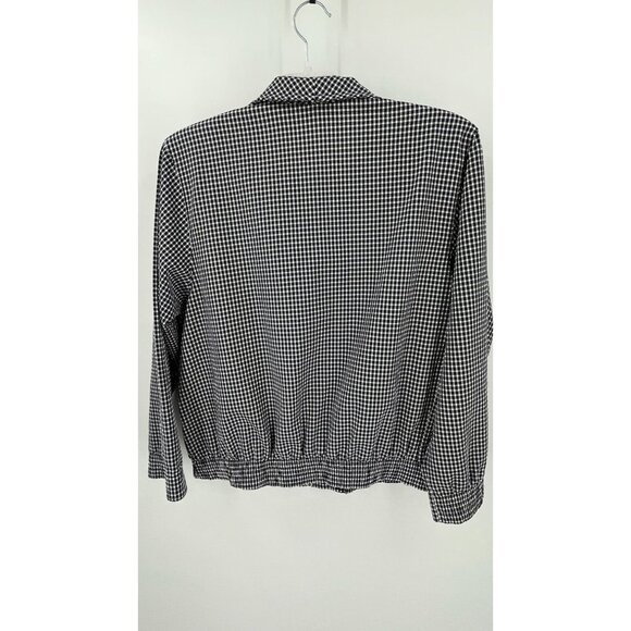 Alfred Dunner Jacket 12P Navy Plaid Embroidered Stars Sequins Zip Shoulder Pads - Picture 6 of 11